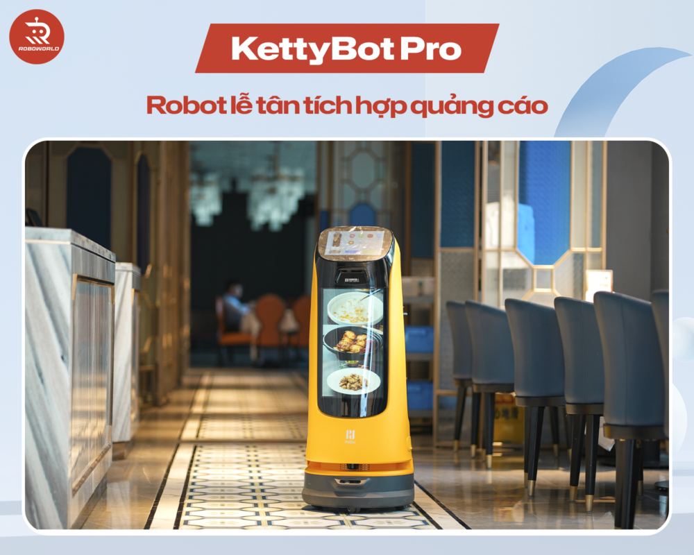 KettyBot Pro – Robot lễ tân tích hợp quảng cáo