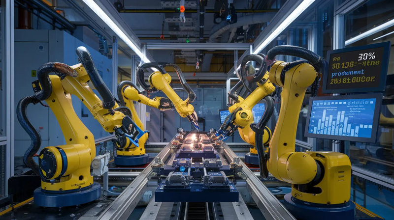 Robot công nghiệp thế hệ mới tích hợp AI, dữ liệu thời gian thực và hệ sinh thái IT/OT - nền tảng của mô hình Smart Factory 2026.