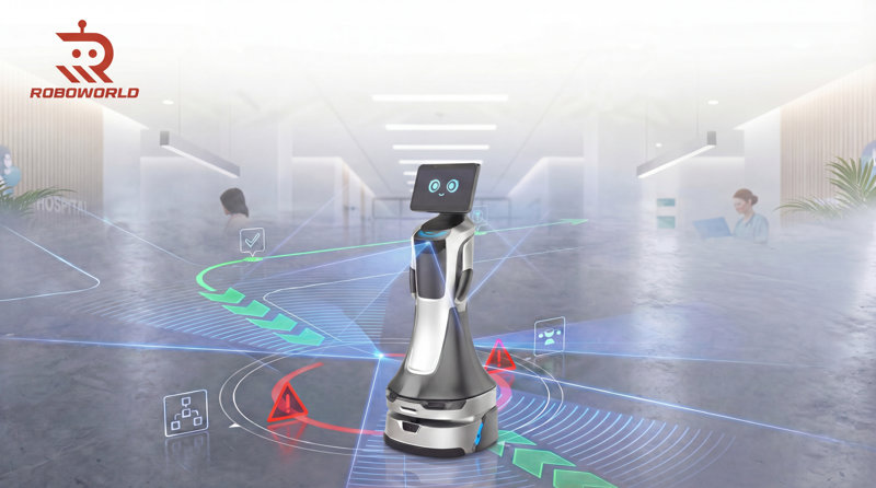 Robot sử dụng LiDAR 3D để lập bản đồ gian hàng nhanh chóng và dẫn khách đến đúng khu vực trưng bày.