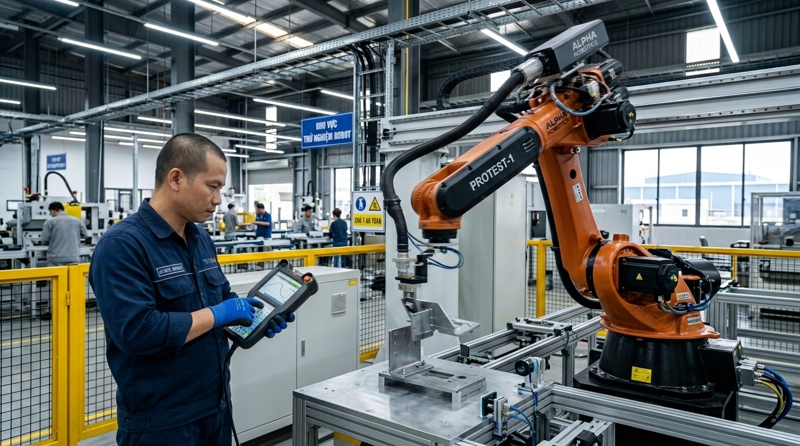 Kiểm tra chuyển động và chạy thử robot sau vệ sinh để đảm bảo độ chính xác và an toàn vận hành