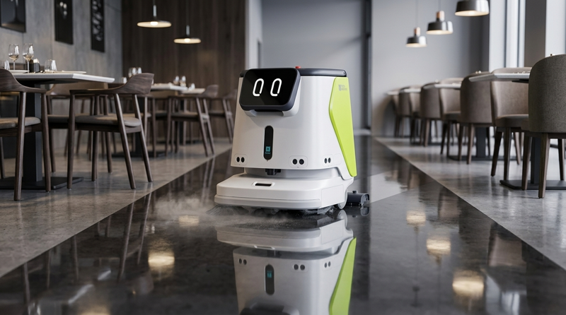 PUDU CC1 - robot vệ sinh 4 trong 1 xử lý toàn diện từ quét, hút đến lau sàn trong một quy trình khép kín