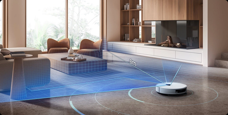 Robot hút bụi sử dụng LiDAR để quét toàn bộ căn phòng và tối ưu lộ trình làm sạch không bỏ sót khu vực nào