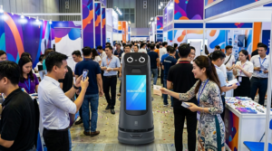 KettyBot Pro - robot marketing di động chủ động tiếp cận khách hàng trong không gian đông đúc