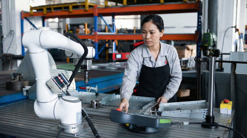 Robot cộng tác làm việc an toàn cùng con người, phù hợp cho dây chuyền sản xuất linh hoạt và bán tự động