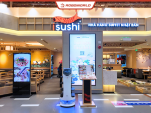 Robot phục vụ BellaBot tại nhà hàng buffet Nhật Bản iSushi thuộc Golden Gate