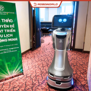 Robot lễ tân Nova GreetingBot của Roboworld tại khu vực đón tiếp hội thảo