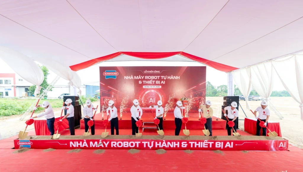 Lễ khởi công nhà máy robot tự hành và thiết bị AI Sunhouse tại Hòa Lạc ngày 3/7/2026