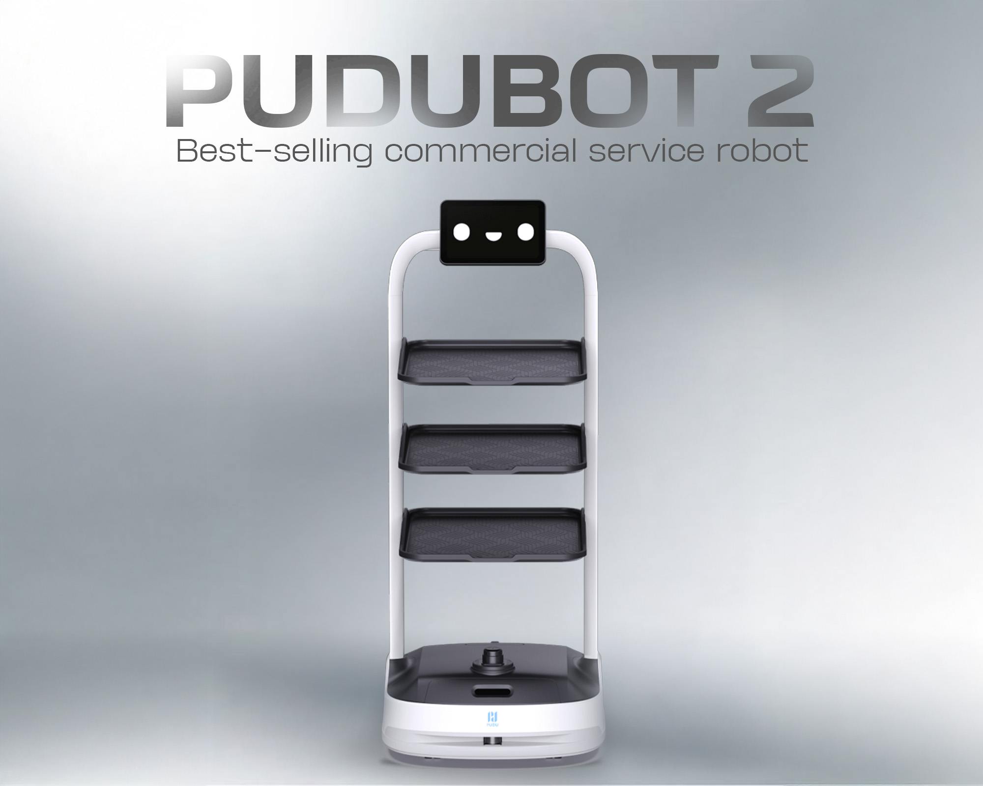 Robot nhà hàng PuduBot 2 với khay rộng chuyên giao món và thu hồi bát đĩa