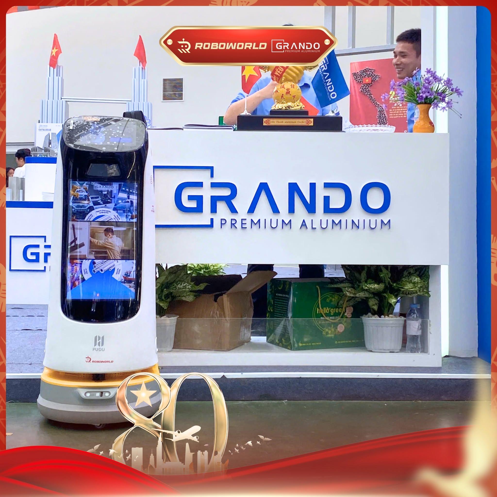 Tại Triển lãm A80, Grando - Premium Aluminium đã tái hiện hành trình của thương hiệu với sự kết hợp của KettyBot Pro
