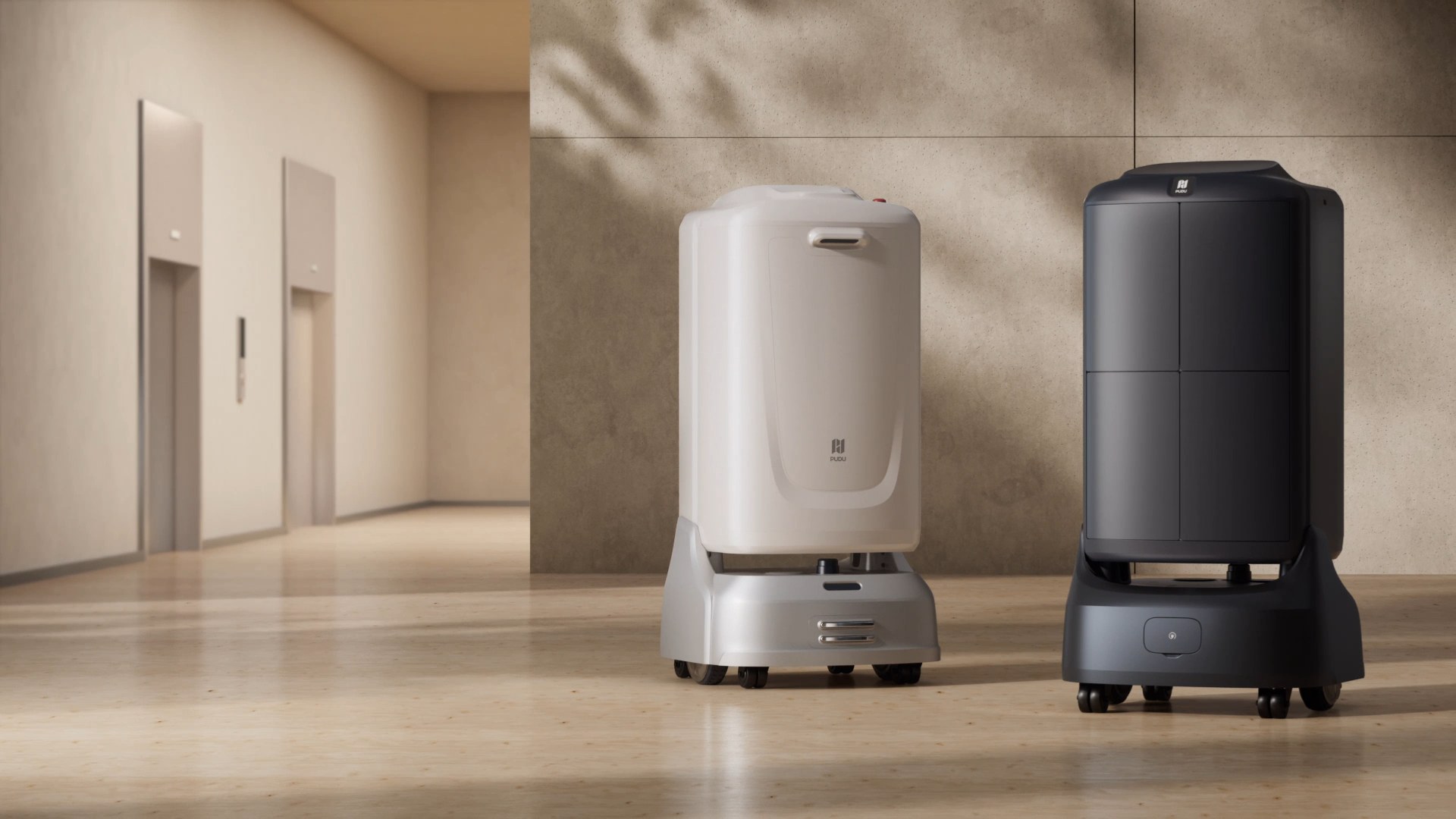 Robot FlashBot Max giao nhận nội bộ tại hành lang thang máy tòa văn phòng