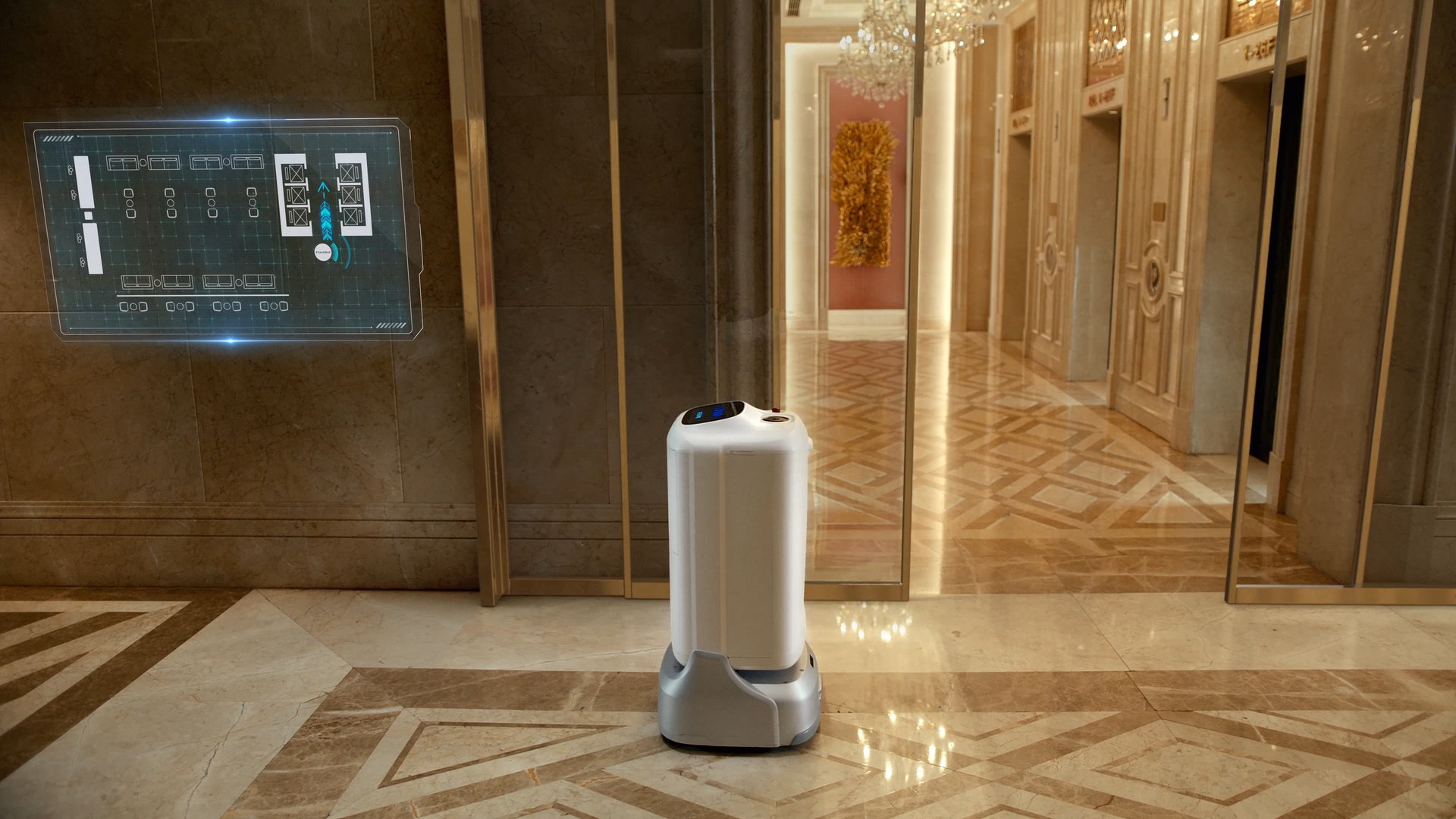 FlashBot Max kết nối thang máy di chuyển giữa các tầng tòa văn phòng