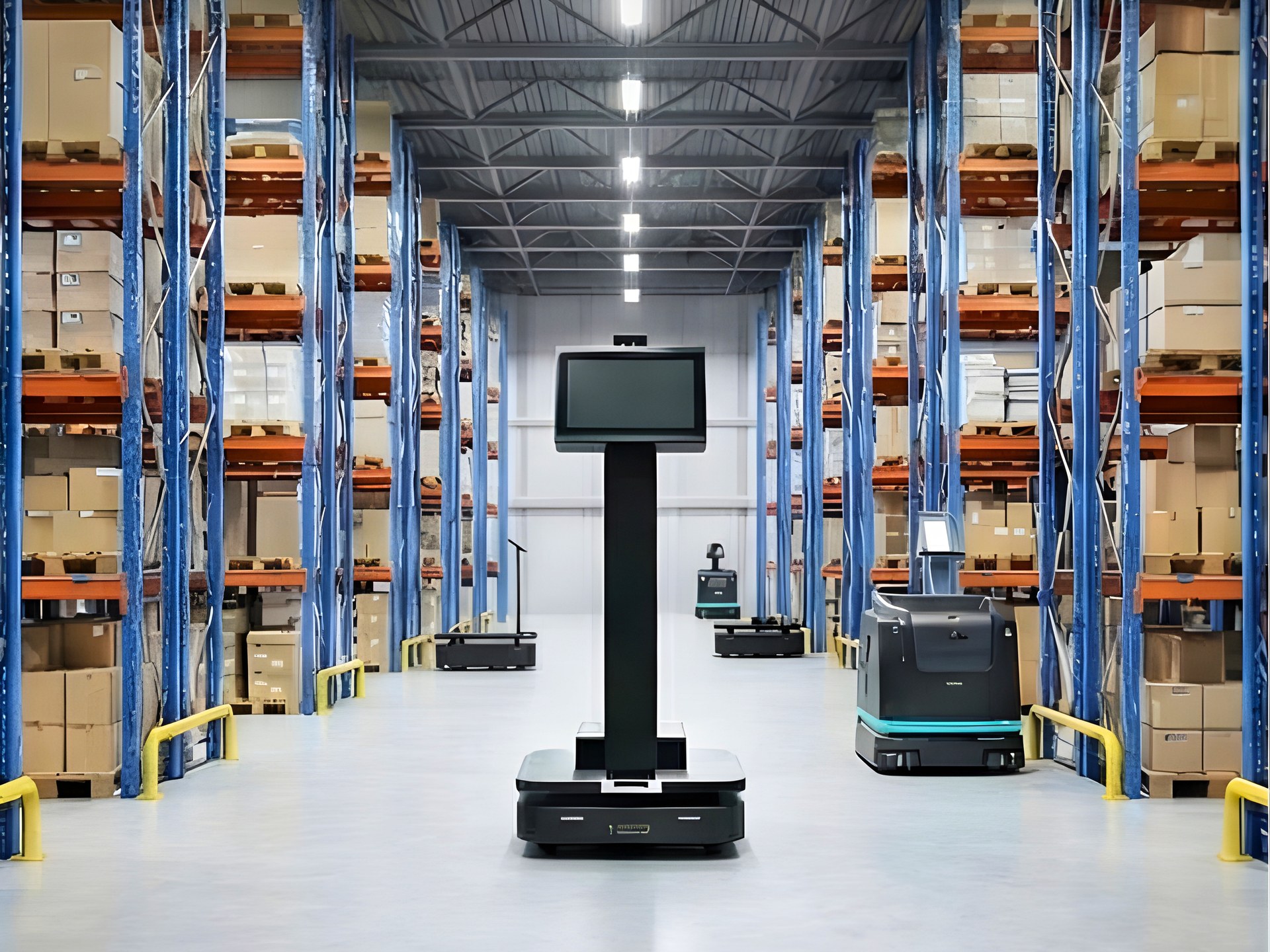 Robot vận chuyển A100 do Roboworld phát triển hoạt động trong kho linh kiện