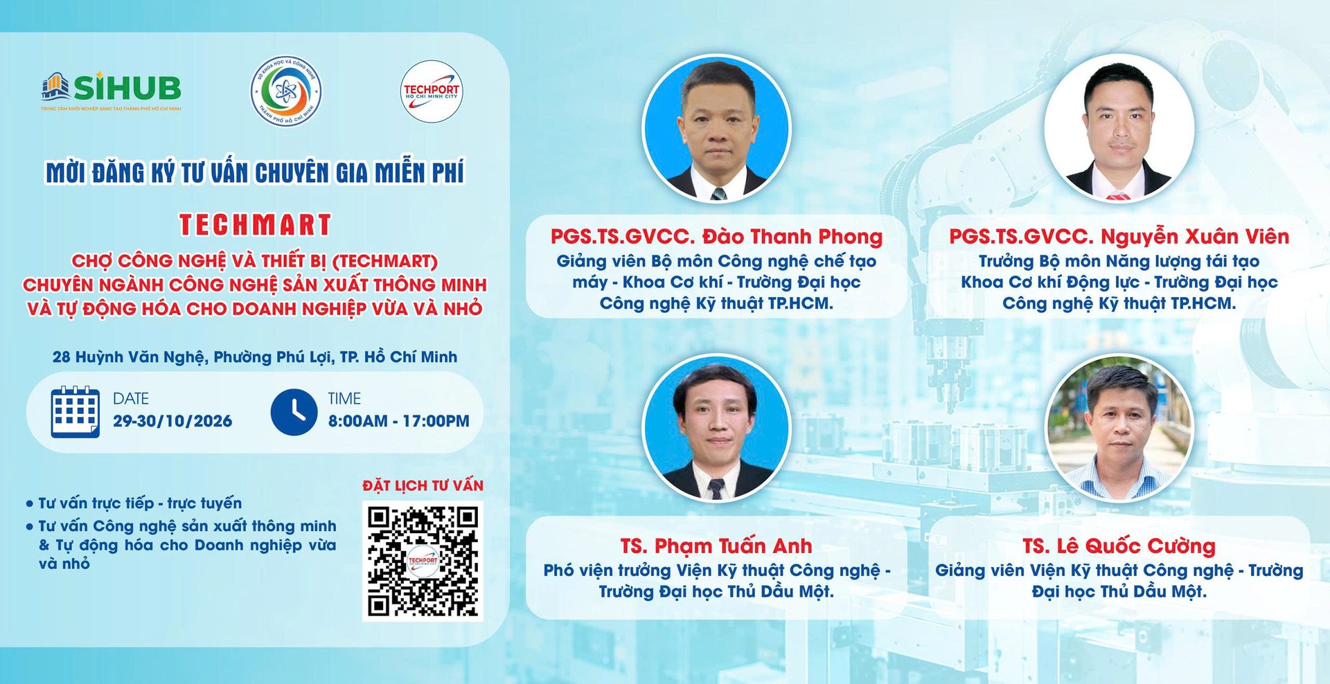 Bốn chuyên gia tư vấn giải pháp tự động hóa nhà máy thông minh miễn phí tại Techmart 2026