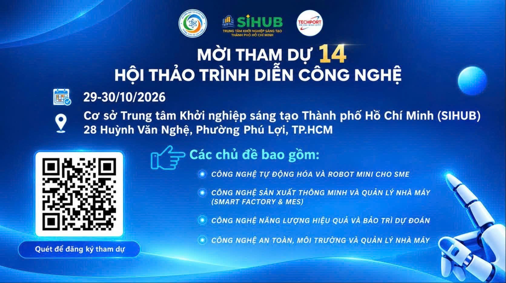 14 hội thảo trình diễn công nghệ tự động hóa và nhà máy thông minh tại Techmart 2026